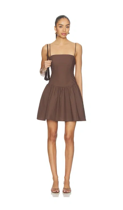 Susana Monaco X Revolve Poplin String Smocking Dress In Brown