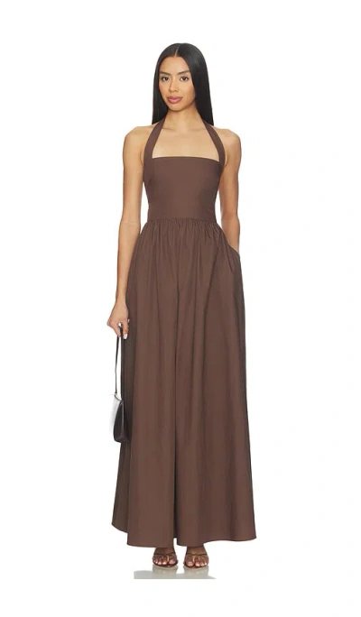 Susana Monaco X Revolve Poplin Tie Halter Dress In Brown