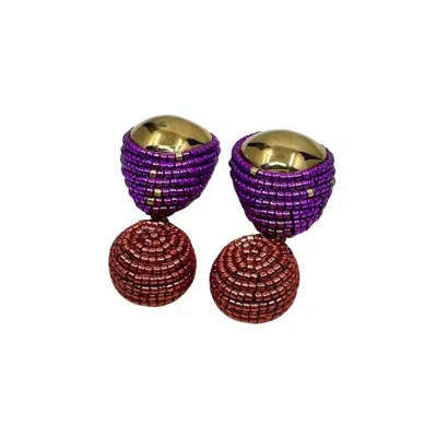 Susana Vega Jewelry Women's Really Mini Sole Earrings In Metal Oro/ Violet In Multi