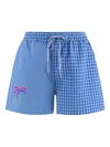 Susanna Blu Checked Embroidered-motif Shorts