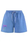 Susanna Blu Checked Embroidered-motif Shorts
