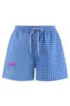 Susanna Blu Checked Embroidered-motif Shorts
