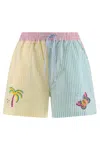 Susanna Blu Cotton Shorts In Multicolor