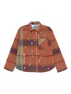 刺绣格纹衬衫式夹克