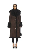 Susanna Chow Daphne Shearling Suede Coat In Multi