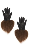 Susanna Chow Frida Leather Gloves With Fur Trim In Black & Brown