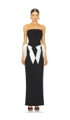 Susanna Chow Georgina Strapless Dress In 黑色、白色