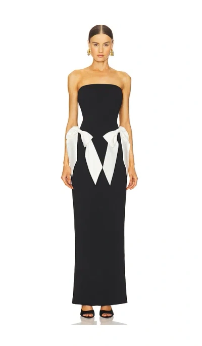 Susanna Chow Georgina Strapless Dress In 黑色、白色