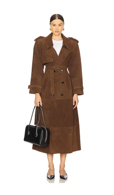Susanna Chow Madison Suede Trench In Espresso