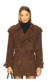 Susanna Chow Natasha Suede Jacket In Brown