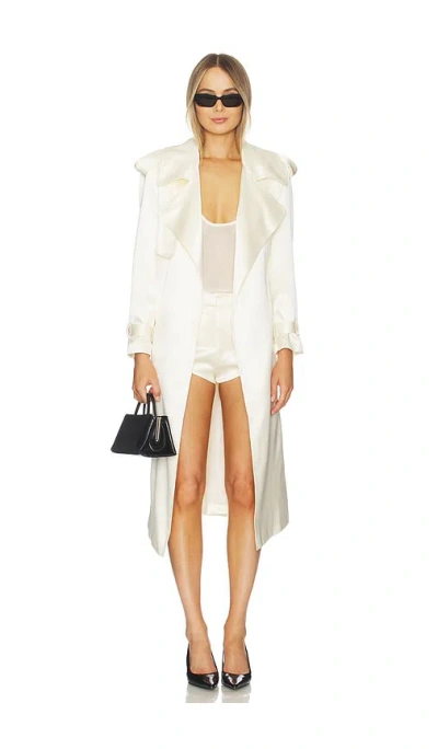 Susanna Chow Olivia Satin Trenchcoat In White
