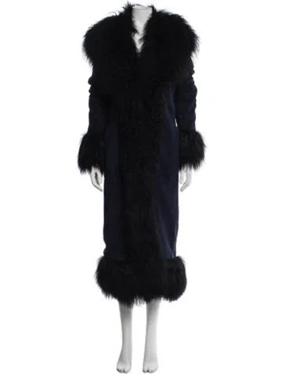 Pre-owned Susanna Chow Suede Faux Fur Coat In Black