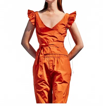 Susanne Bommer Cache-coeur Wrap Top In Coral In Orange