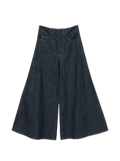 Susanne Bommer Contrast-stitching Palazzo Pants In Blue