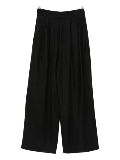 Susanne Bommer Cotton Blend Pleated Trousers In Black