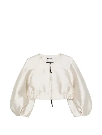 Susanne Bommer Cropped Balloon-sleeve Jacket In Neutral