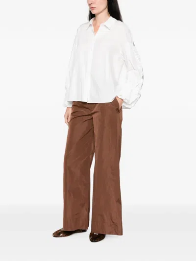 Susanne Bommer Elasticated-waist Wide-leg Trousers In Brown