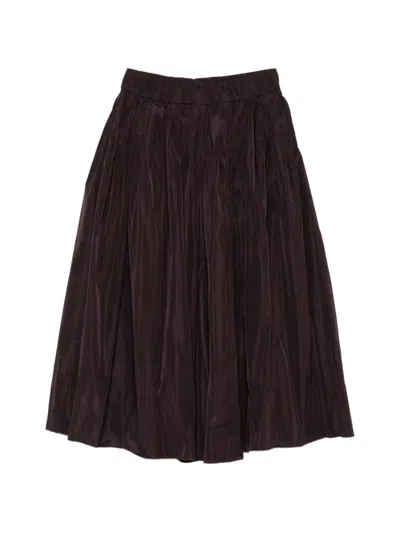 Susanne Bommer Gathered Pleated Midi Skirt In 브라운