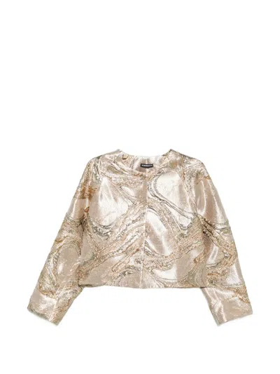 Susanne Bommer Metallic Jacquard Jacket In Gold
