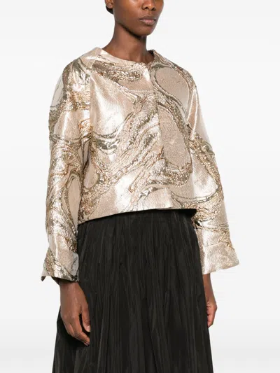 Susanne Bommer Metallic Jacquard Jacket In Gold