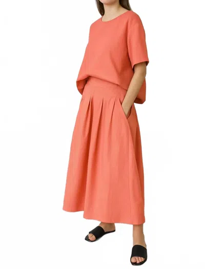 Susanne Bommer Pleated Maxi Skirt In Coral In Pink