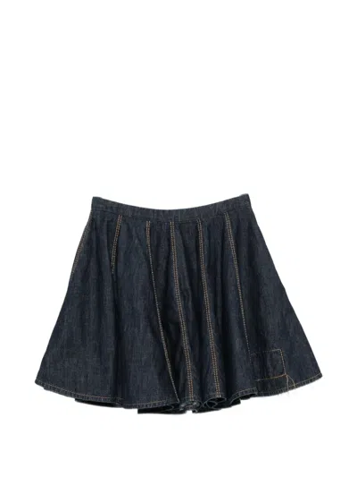 Susanne Bommer Pleated Mini Skirt In Blue