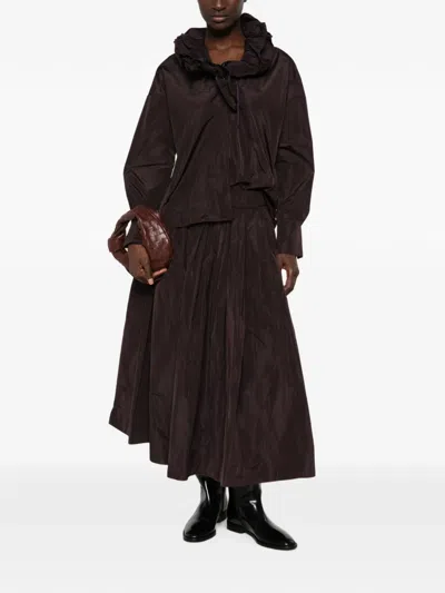 Susanne Bommer Pleated Taffeta Skirt In Brown