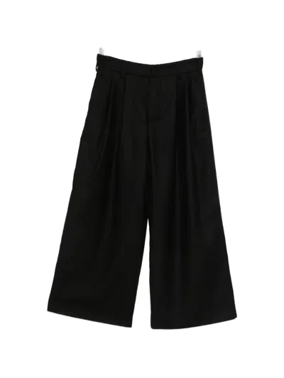 Susanne Bommer Pleated Wide-leg Tailored Trousers In 블랙