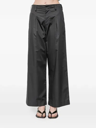 Susanne Bommer Pleated Wide-leg Trousers In Black