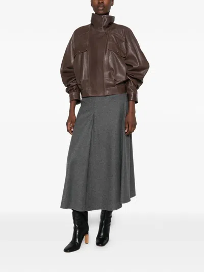 Susanne Bommer Pleated-detail Midi Skirt In Gray