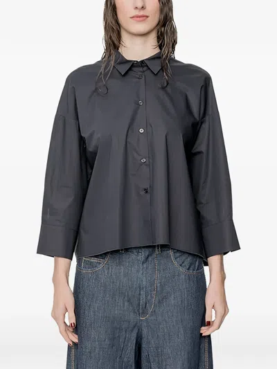 Susanne Bommer Relaxed Fit Gathered Blouse In Black