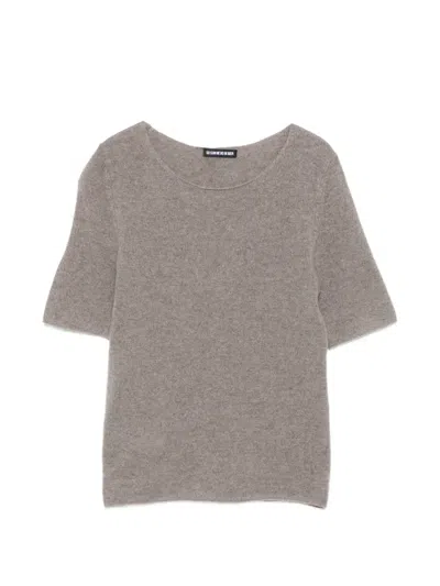 Susanne Bommer Ribbed Short-sleeve Sweater In Gray