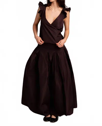 Susanne Bommer Ruffle Taffeta Tank Top In Aubergine In Brown