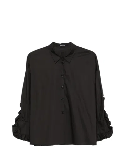 Susanne Bommer Ruffled Long-sleeve Blouse In Black