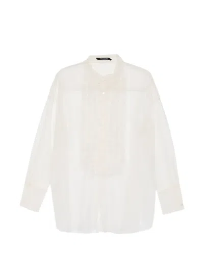 Susanne Bommer Ruffled Sheer Blouse In White