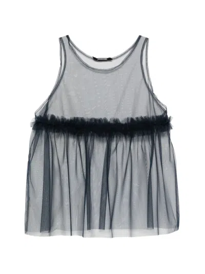 Susanne Bommer Ruffled Sleeveless Top In Blue