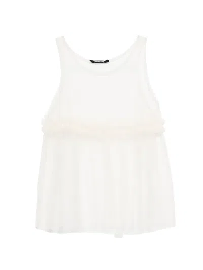 Susanne Bommer Ruffled Sleeveless Top In White
