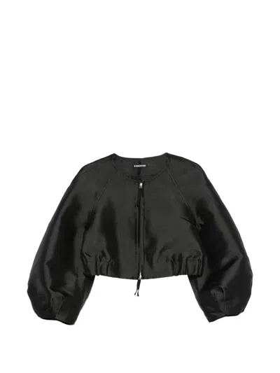 Susanne Bommer Cropped-jacke Mit Rüschenkragen In Black