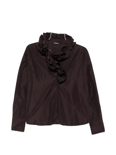Susanne Bommer Ruffled-collar Shirt In Brown