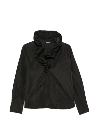 Susanne Bommer Bluse Mit Rüschenkragen In Black