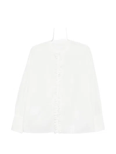 Susanne Bommer Ruffled-trim Long-sleeve Shirt In White