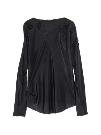 Susanne Bommer Silk Long-sleeve Blouse In Blue