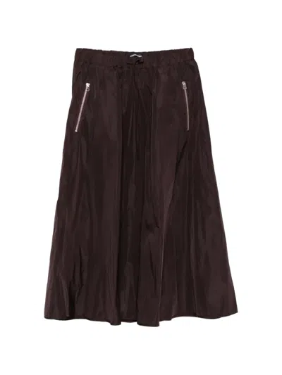 Susanne Bommer Zip-detail Taffeta Maxi Skirt In Brown
