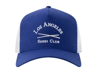 Pre-owned Sushi Club Men's  Lasc 5 Panel Trucker Hat In White/blue In Multi