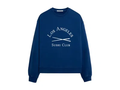 Pre-owned Sushi Club Men's  Lasc Crewneck Sweatshirt Vintage Washed Crewneck Sweatshirt In Blue