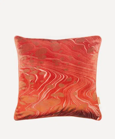 Susi Bellamy Marbled Amber Velvet Square Cushion