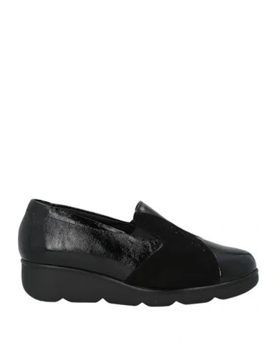 Susimoda Woman Loafers Black Size 9 Leather, Textile Fibers