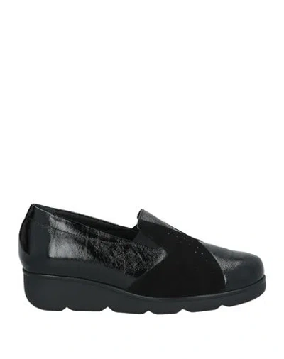 Susimoda Woman Loafers Black Size 10 Leather, Textile Fibers