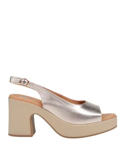 Susimoda Woman Sandals Bronze Size 6 Lambskin In Silver