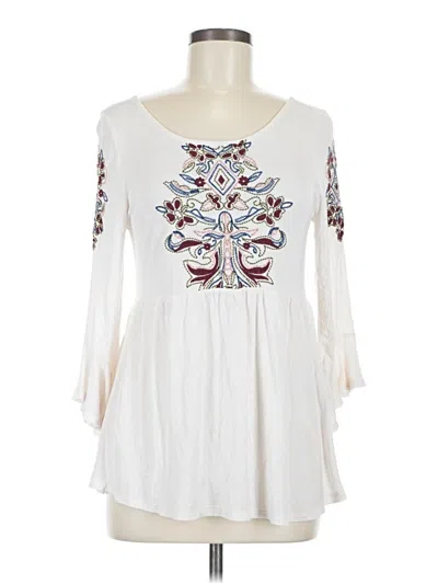 Pre-owned Susina 3/4 Sleeve Blouse In White
